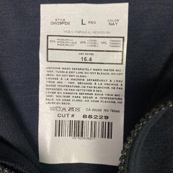 Big Bill FR 1/4 Zip Grid Fleece Pullover Men's Large Navy Quarter 16.4 Arc Rated - Picture 8 of 13